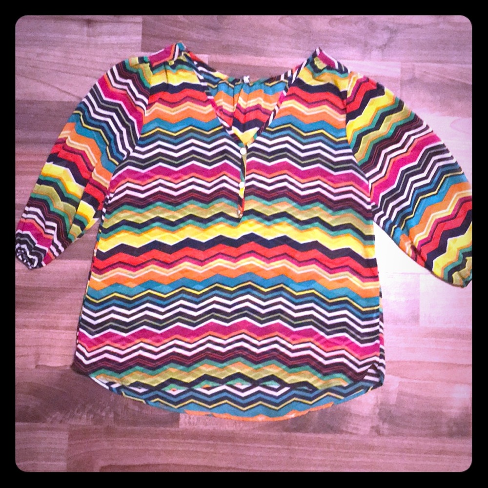 Multi-colored Chevron Top